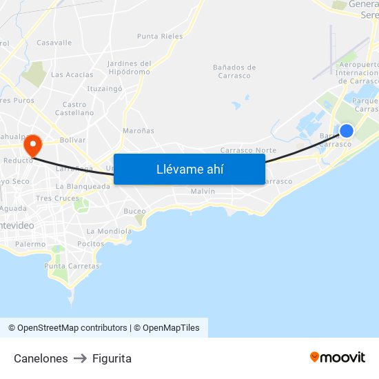 Canelones to Figurita map