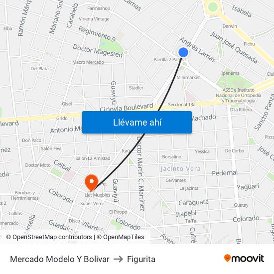 Mercado Modelo Y Bolivar to Figurita map