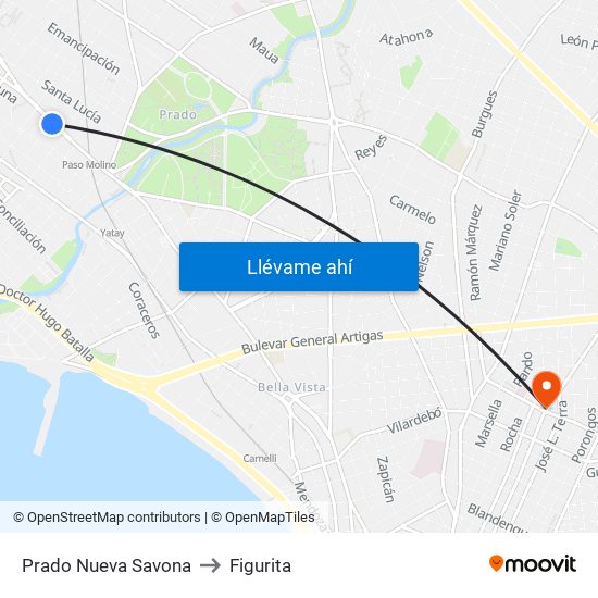 Prado Nueva Savona to Figurita map