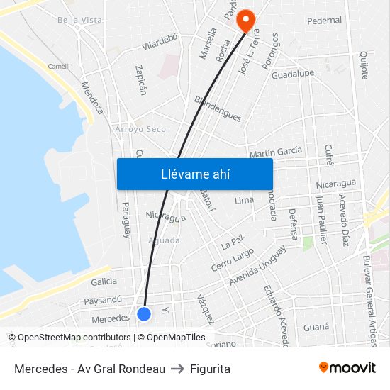 Mercedes - Av Gral Rondeau to Figurita map