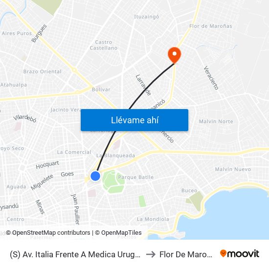 (S) Av. Italia Frente A Medica Uruguaya to Flor De Maronas map