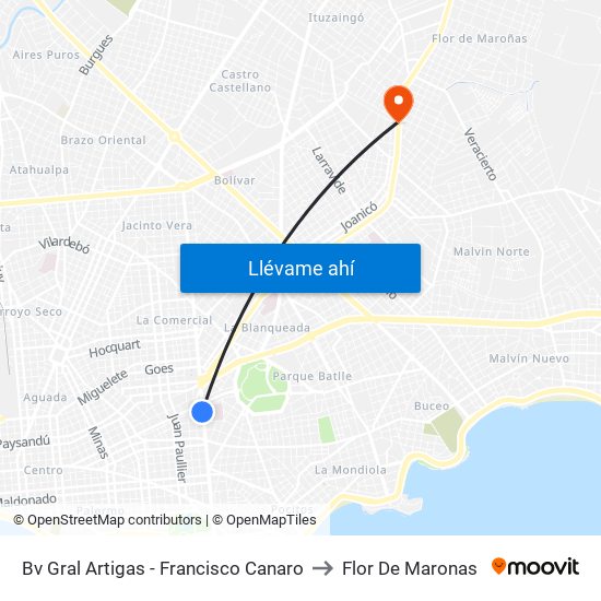 Bv Gral Artigas - Francisco Canaro to Flor De Maronas map