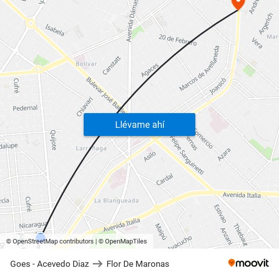 Goes - Acevedo Diaz to Flor De Maronas map