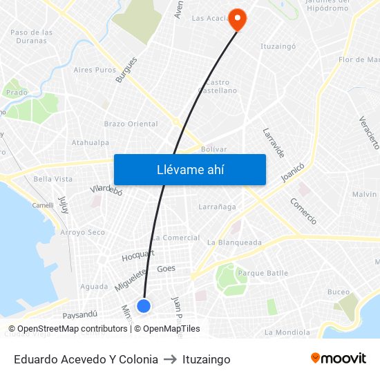 Eduardo Acevedo Y Colonia to Ituzaingo map