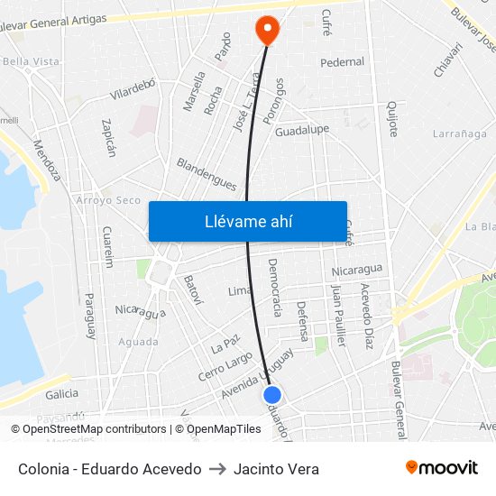 Colonia - Eduardo Acevedo to Jacinto Vera map