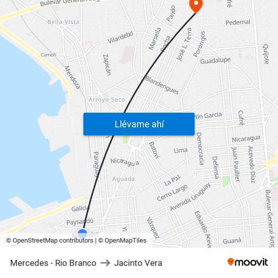 Mercedes - Rio Branco to Jacinto Vera map