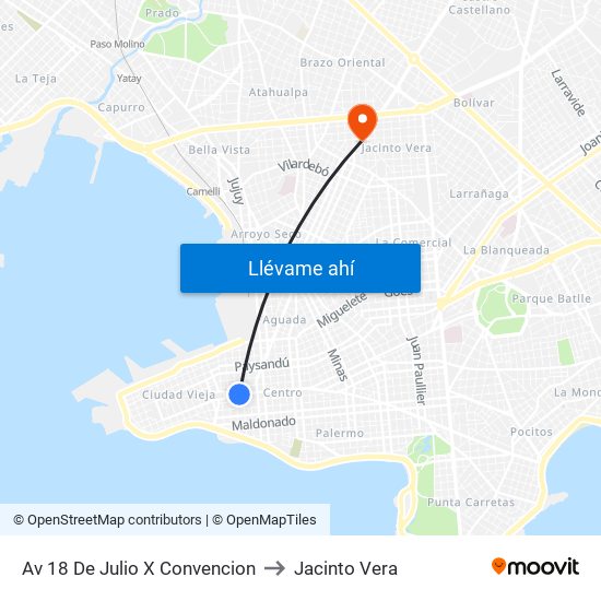 Av 18 De Julio X Convencion to Jacinto Vera map