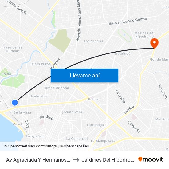 Av Agraciada Y Hermanos Gil to Jardines Del Hipodromo map