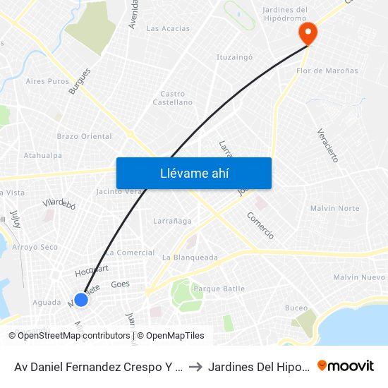 Av Daniel Fernandez Crespo Y 9 De Abril to Jardines Del Hipodromo map