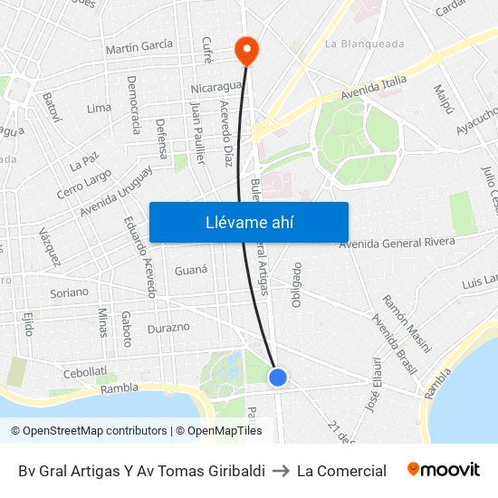 Bv Gral Artigas Y Av Tomas Giribaldi to La Comercial map