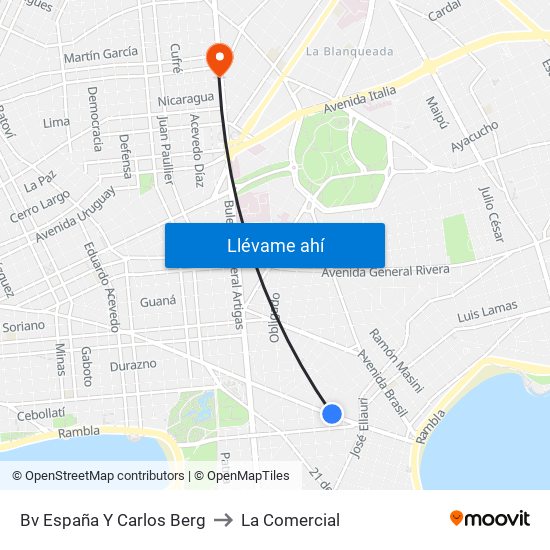 Bv España Y Carlos Berg to La Comercial map