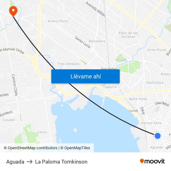 Aguada to La Paloma Tomkinson map