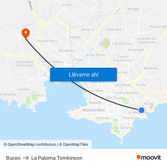 Buceo to La Paloma Tomkinson map