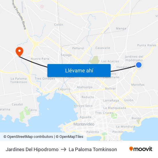 Jardines Del Hipodromo to La Paloma Tomkinson map