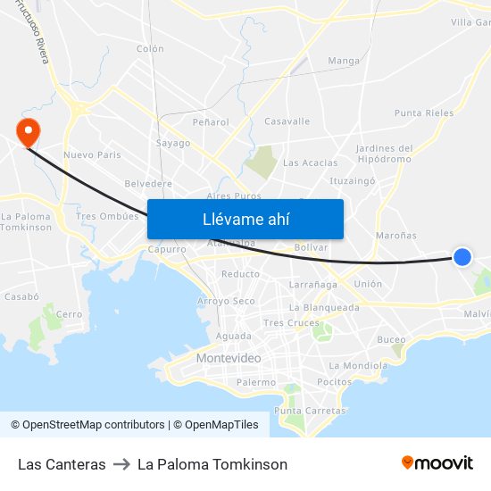 Las Canteras to La Paloma Tomkinson map