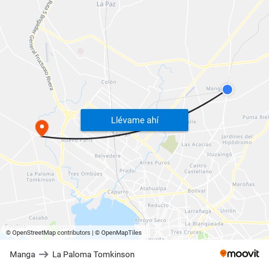 Manga to La Paloma Tomkinson map