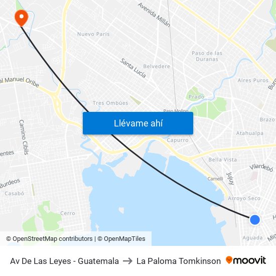 Av De Las Leyes - Guatemala to La Paloma Tomkinson map