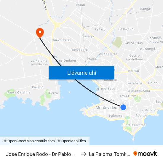 Jose Enrique Rodo - Dr Pablo De Maria to La Paloma Tomkinson map