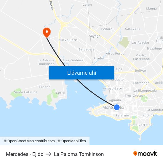 Mercedes - Ejido to La Paloma Tomkinson map