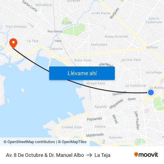 Av. 8 De Octubre & Dr. Manuel Albo to La Teja map