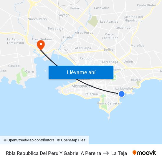 Rbla Republica Del Peru Y Gabriel A Pereira to La Teja map