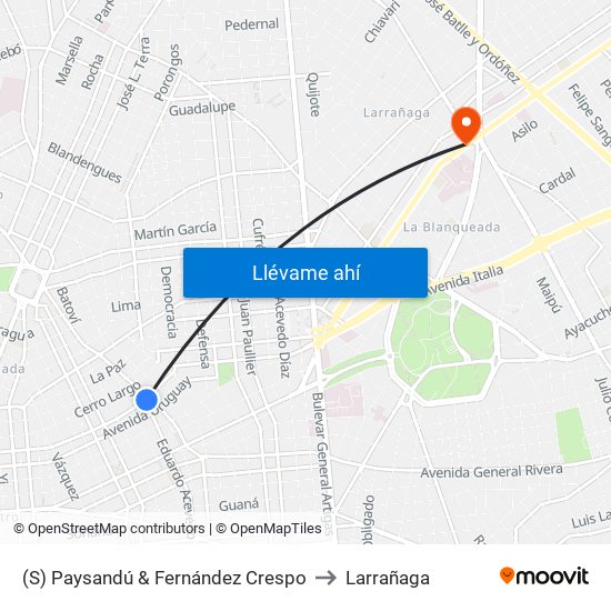 (S) Paysandú & Fernández Crespo to Larrañaga map