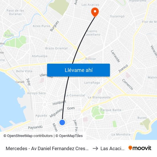 Mercedes - Av Daniel Fernandez Crespo to Las Acacias map