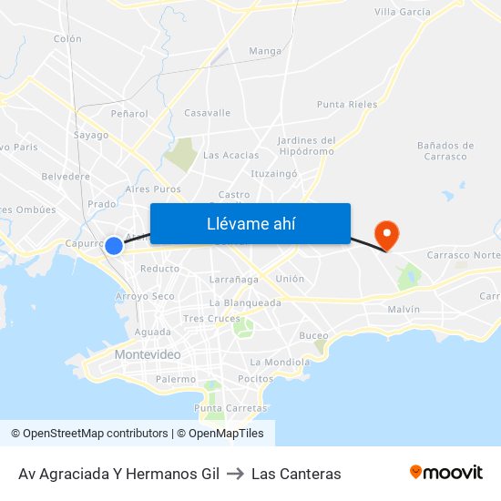 Av Agraciada Y Hermanos Gil to Las Canteras map