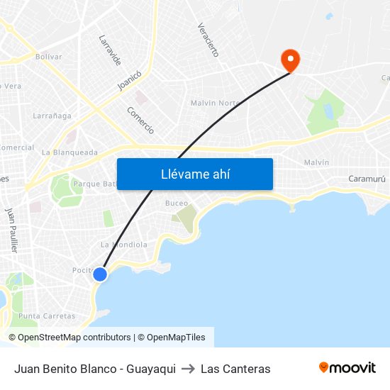 Juan Benito Blanco - Guayaqui to Las Canteras map