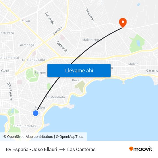 Bv España - Jose Ellauri to Las Canteras map