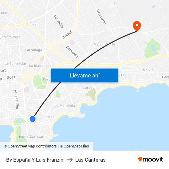 Bv España Y Luis Franzini to Las Canteras map