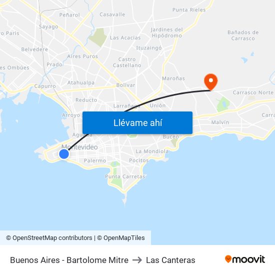 Buenos Aires - Bartolome Mitre to Las Canteras map