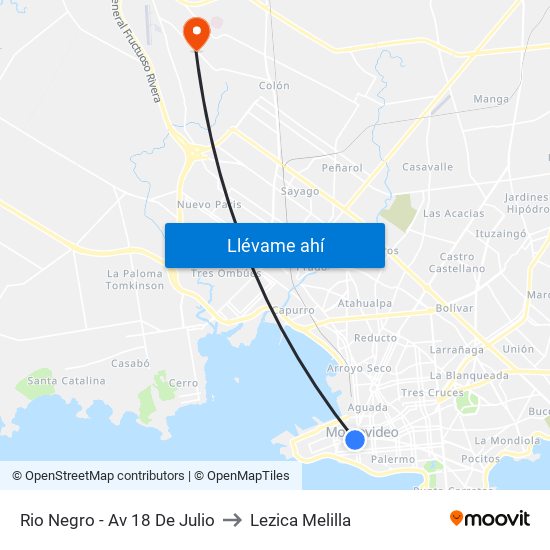 Rio Negro - Av 18 De Julio to Lezica Melilla map