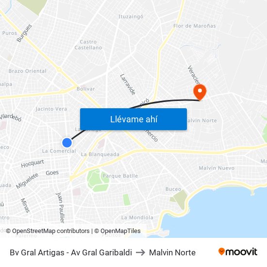 Bv Gral Artigas - Av Gral Garibaldi to Malvin Norte map