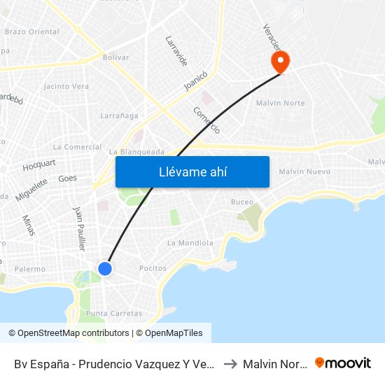 Bv España - Prudencio Vazquez Y Vega to Malvin Norte map