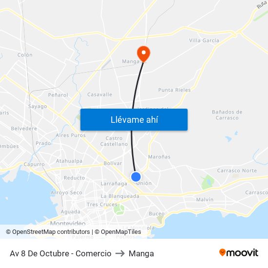 Av 8 De Octubre - Comercio to Manga map