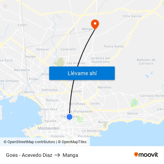 Goes - Acevedo Diaz to Manga map