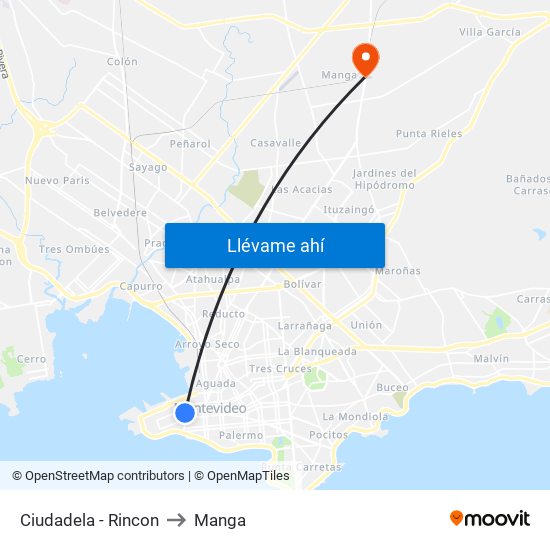 Ciudadela - Rincon to Manga map