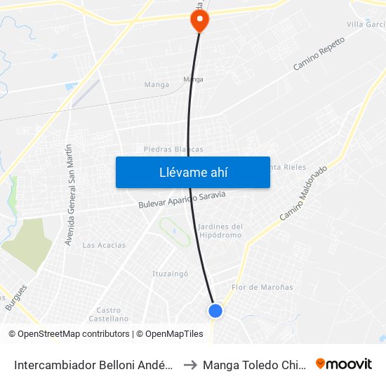 Intercambiador Belloni Andén 4 to Manga Toledo Chico map