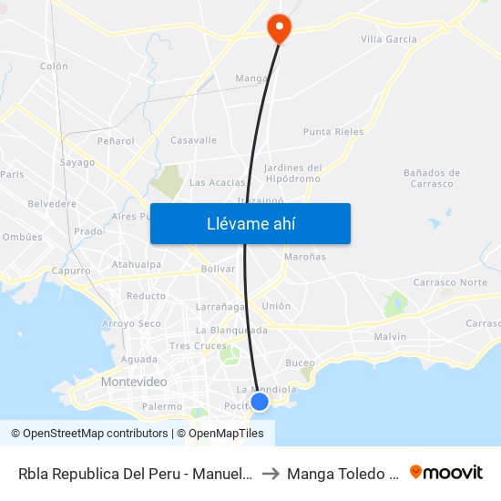 Rbla Republica Del Peru - Manuel V Pagola to Manga Toledo Chico map