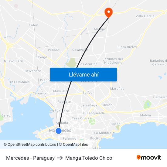Mercedes - Paraguay to Manga Toledo Chico map