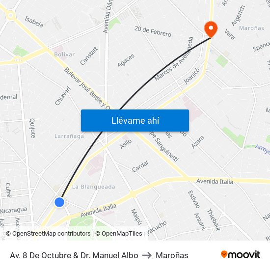 Av. 8 De Octubre & Dr. Manuel Albo to Maroñas map