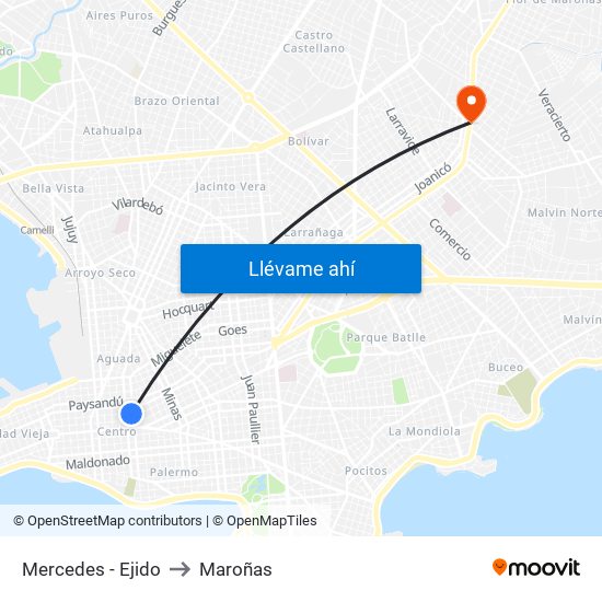 Mercedes - Ejido to Maroñas map