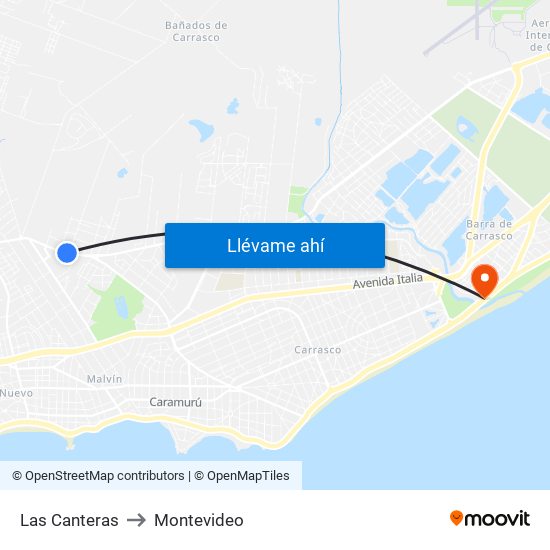 Las Canteras to Montevideo map