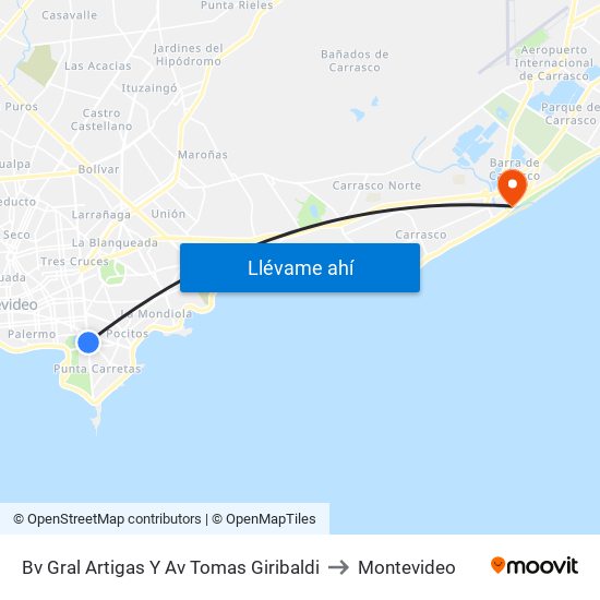 Bv Gral Artigas Y Av Tomas Giribaldi to Montevideo map