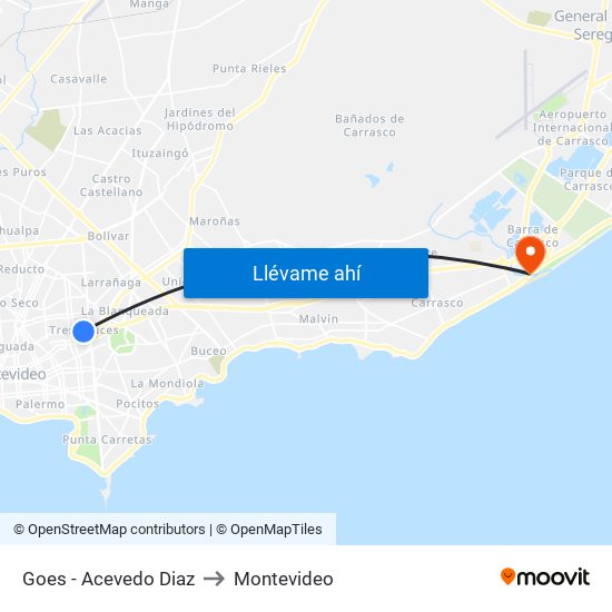 Goes - Acevedo Diaz to Montevideo map