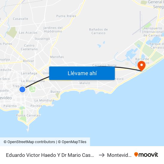 Eduardo Victor Haedo Y Dr Mario Cassinoni to Montevideo map