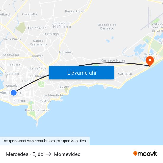Mercedes - Ejido to Montevideo map