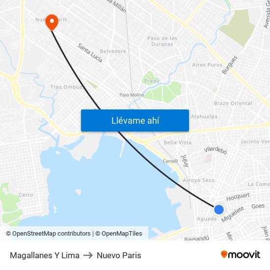 Magallanes Y Lima to Nuevo Paris map