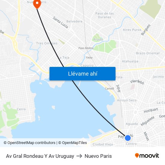 Av Gral Rondeau Y Av Uruguay to Nuevo Paris map